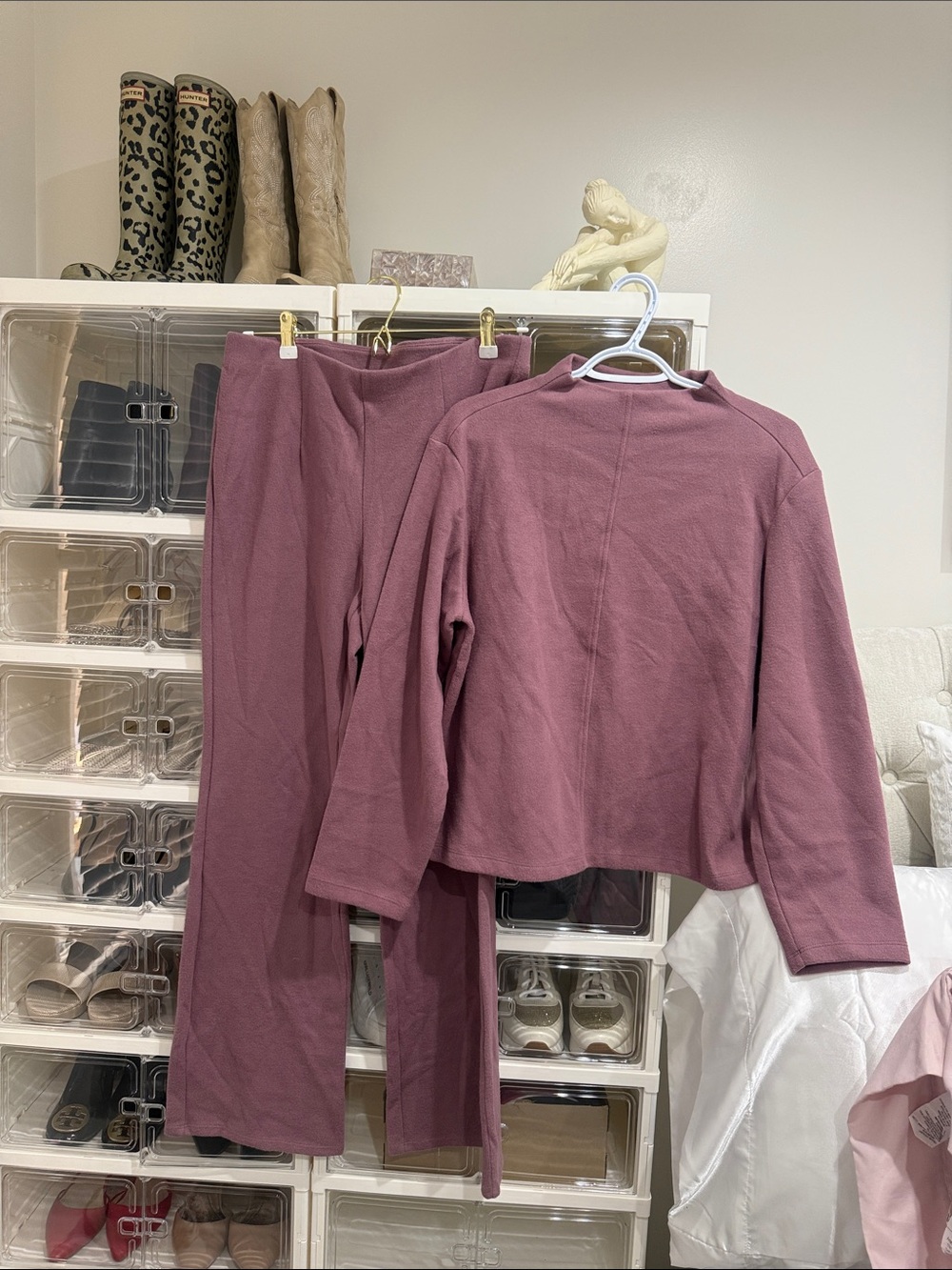 a new day Mauve Wide-Leg Pants & Long-Sleeve Top Set